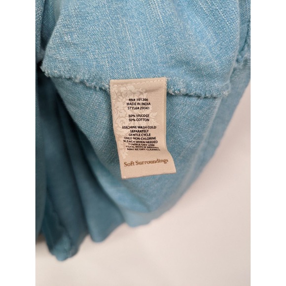 Soft Surroundings Womens M Sky Blue Cold Shoulder Maxi Dress w Pockets - Picture 7 of 7